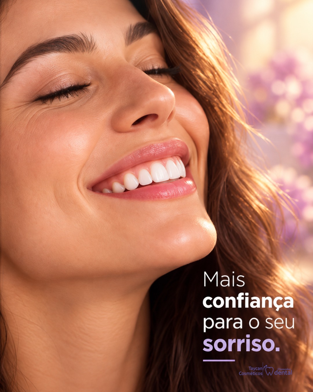 Post do Instagram: Mais confiança para o seu sorriso. 💜 Cuidar do sorriso também é cuidar da forma como você se sente em cada momento. Qua