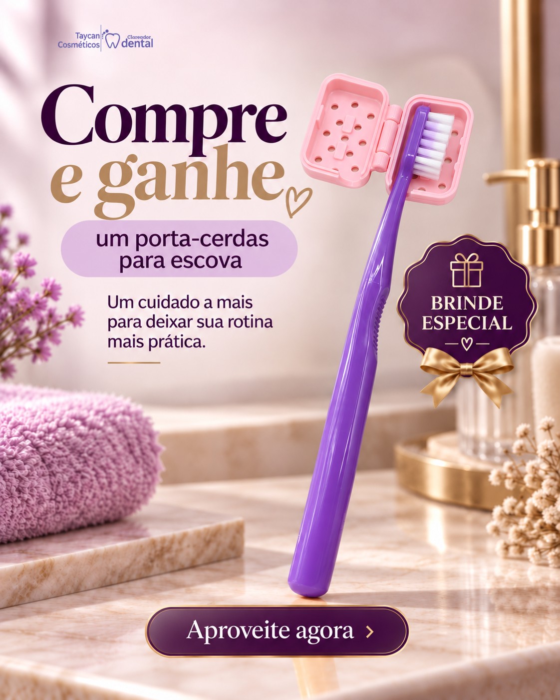 Post do Instagram: Um cuidado a mais para deixar sua rotina mais prática. Neste Outubro rosa na Taycan Cosméticos, suas compras podem vir a