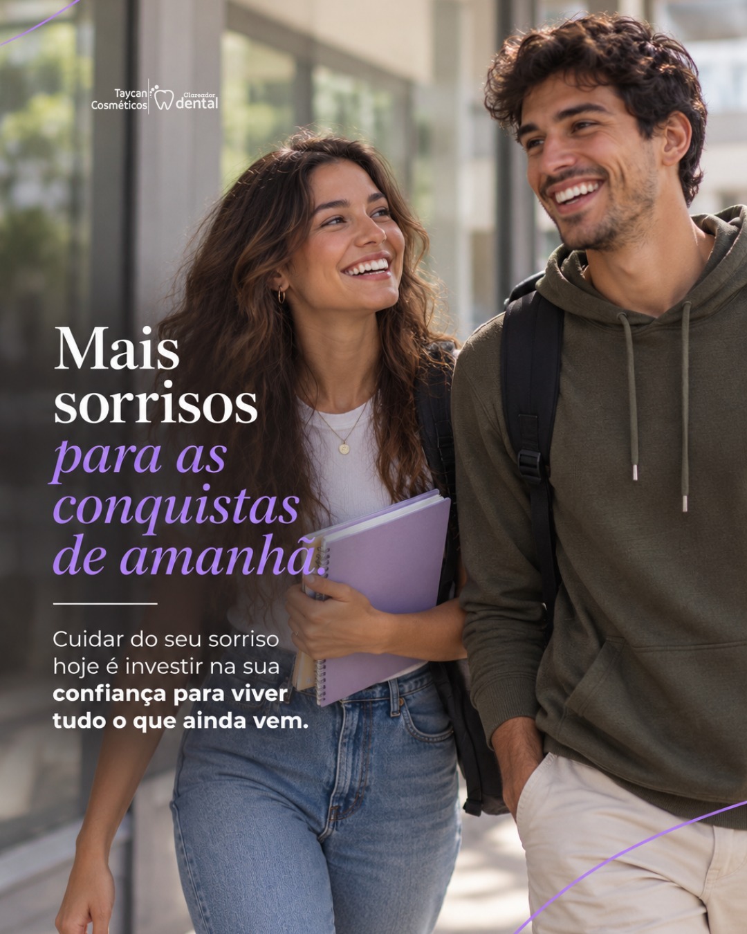 Post do Instagram: Mais sorrisos para conquistar tudo o que vem pela frente. 💜 Novas fases, novos caminhos, novos planos — e muita confian